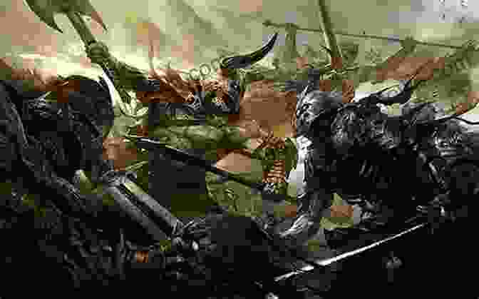 A Chaotic Battle Scene With Warriors Clashing Swords And Spells Flying Through The Air Age Of Dragons: Stones Of Amaria