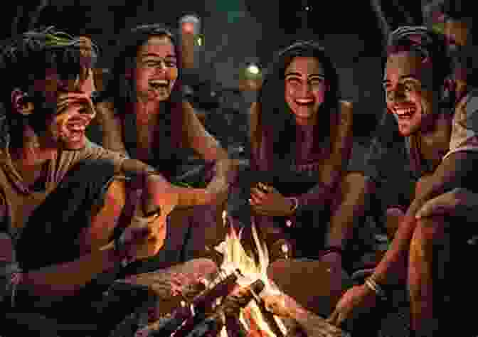 A Group Of Travelers Gathered Around A Campfire, Their Faces Illuminated By The Warm Flames. DELINEATIONS Of AMERICAN SCENERY And CHARACTER