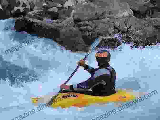 A Kayaker Skillfully Navigates A Treacherous Rapid, With Water Splashing And The Surrounding Landscape Blurred In Motion. Reflections On San Francisco Bay: Vol 16: A Kayaker S Tall Tales