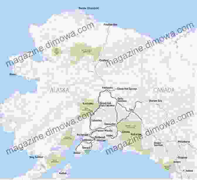 A Map Of Alaska Showing The Author's Travel Route Travels In Alaska With Biographical 