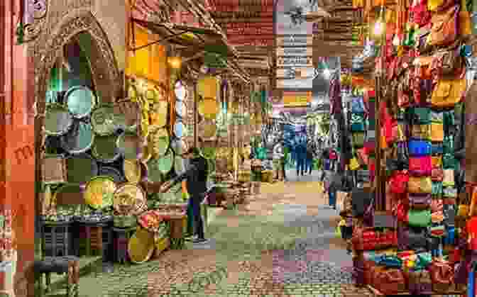 A Street Scene In A Vibrant Moroccan Market, With Colorful Stalls And Bustling Crowds. STEEP TRAILS: Adventure Memoirs Travel Sketches Nature Essays Wilderness Studies: California Utah Nevada Washington Oregon The Grand Canyon