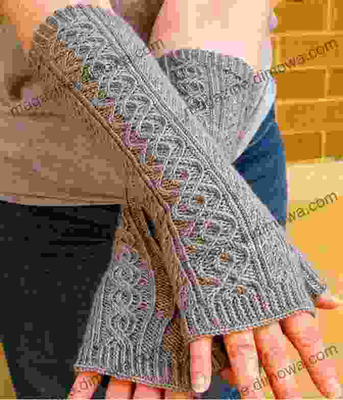 An Image Of Jessica Mitts Fingerless Gloves With An Intricate Cable And Lace Design Jessica Mitts: A Fingerless Glove Pattern