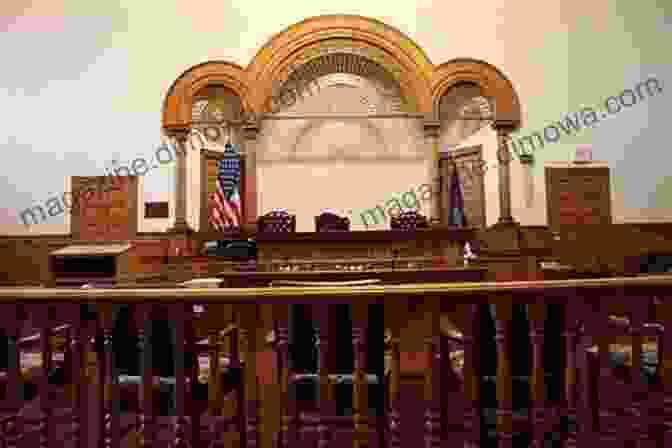 Interior Of A Courthouse Courtroom With A High Ceiling, Wooden Benches, And A Judge's Bench Michigan S County Courthouses: An Encyclopedic Tour Of Michigan Courthouses